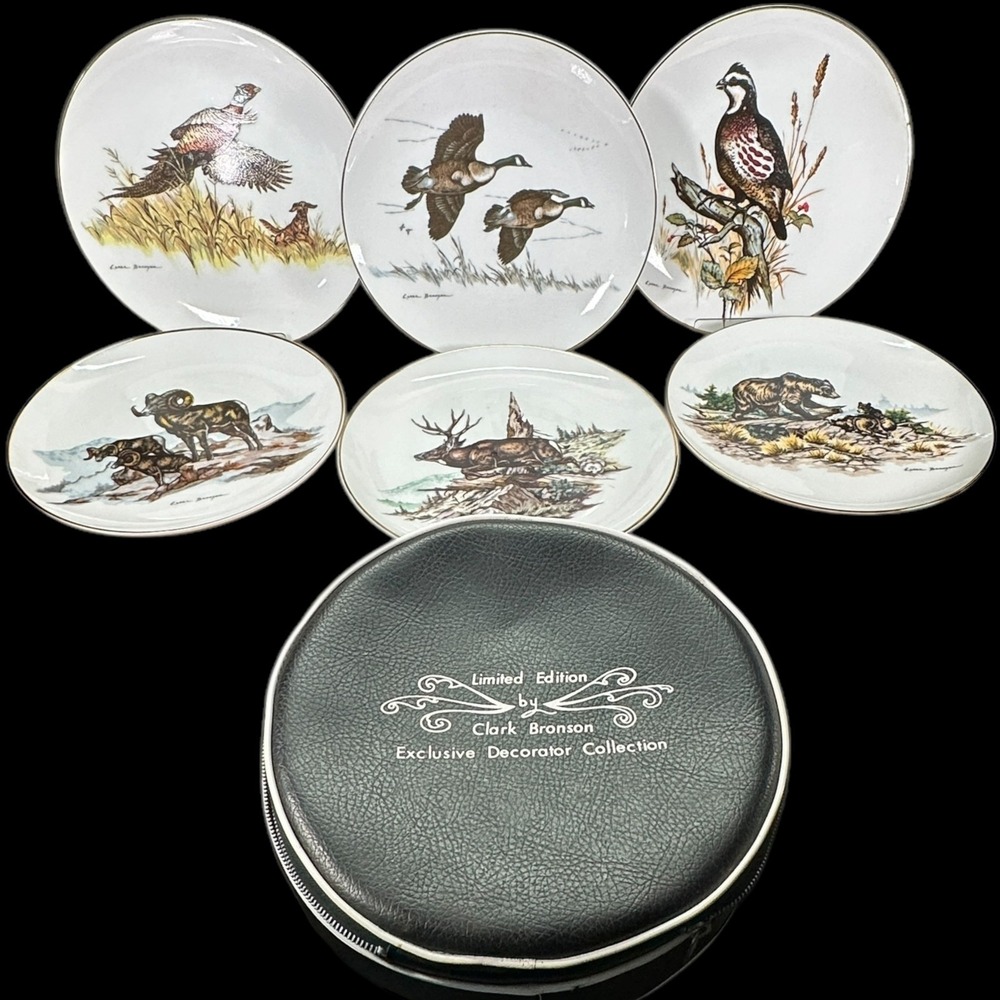 Clark Bronson Wildlife Plates w/Zip Case‎ Vintage Limited Edition Set Of 6